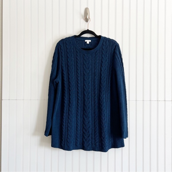 J. Jill Medium Blue Chenille Cable Knit Sweater - Picture 1 of 6